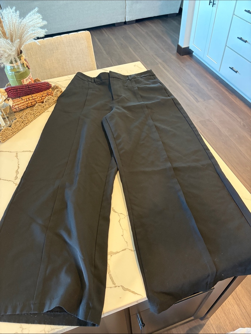 Classic Black Wide-Leg Trousers - Sleek Work-to-Weekend Style. Fit like size 12